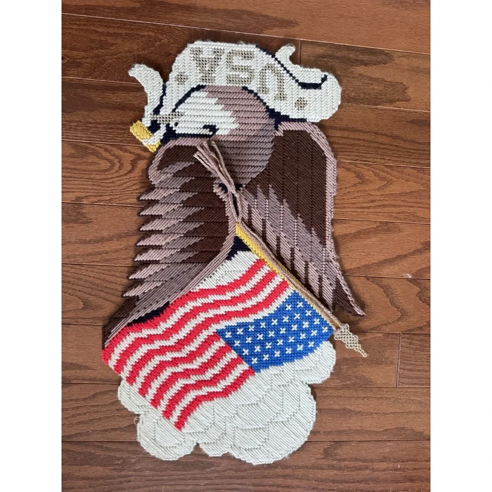 (9)‎ Vintage 70s Holiday Wall Door Hanging Needlepoint Plastic Canvas Retro - Picture 5 of 16